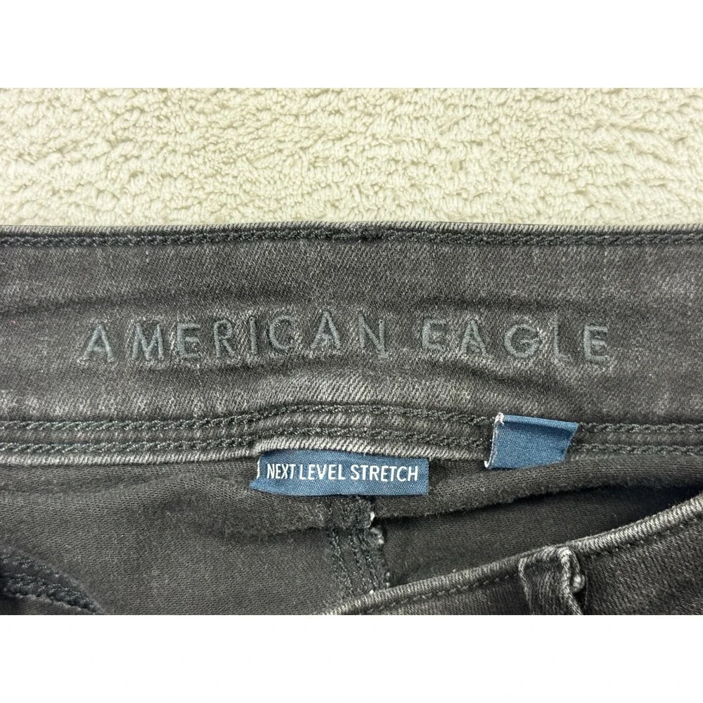American Eagle Womens Kick Boot Next Level Stretch Black Jeans 10 Meas: 31x31